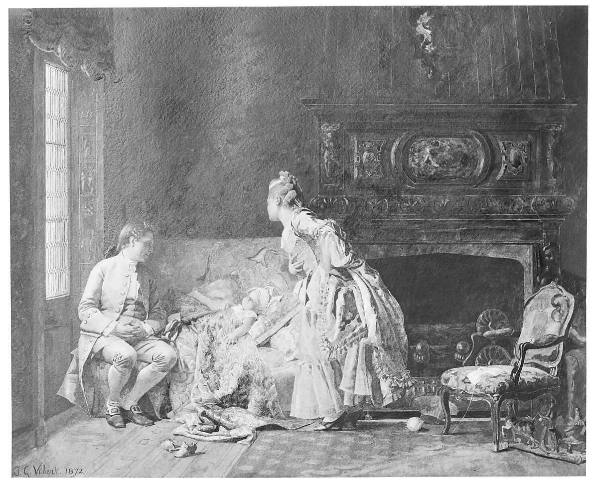 The First Babe, Jean-Georges Vibert (French, Paris 1840–1902 Paris), Watercolor