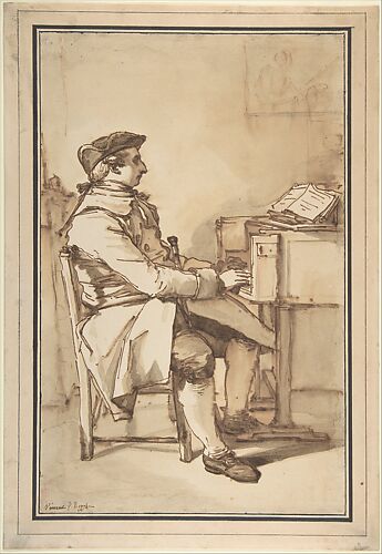 Man Seated at a Keyboard Instrument