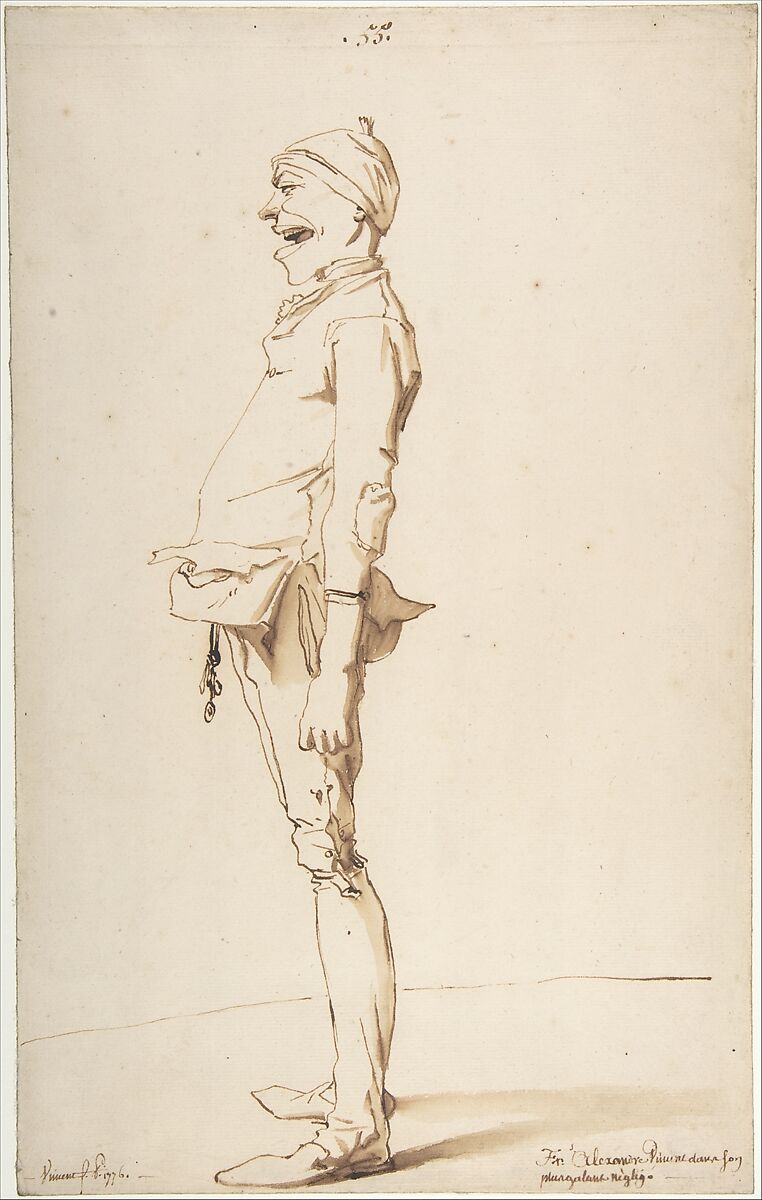 Caricature of the Artist's Younger Brother Marie-Alexandre-François, François André Vincent (French, Paris 1746–1816 Paris), Pen and brown ink, brush and brown wash 