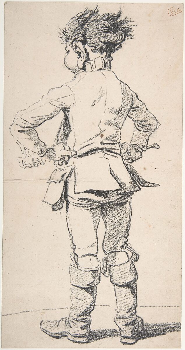 Back View of a Roman Servant Boy, François André Vincent (French, Paris 1746–1816 Paris), Black chalk 