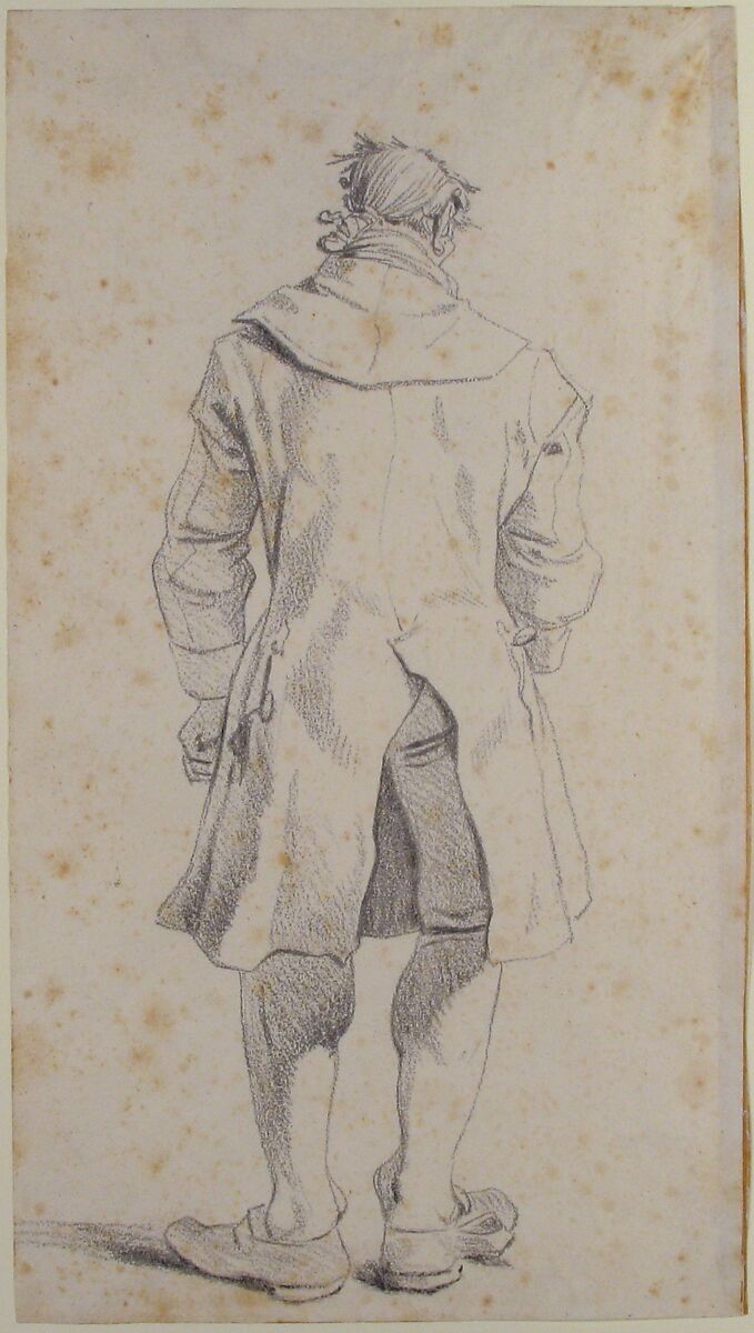 Caricature of Joseph-Benoît Suvée, François André Vincent (French, Paris 1746–1816 Paris), Black chalk; counterproof