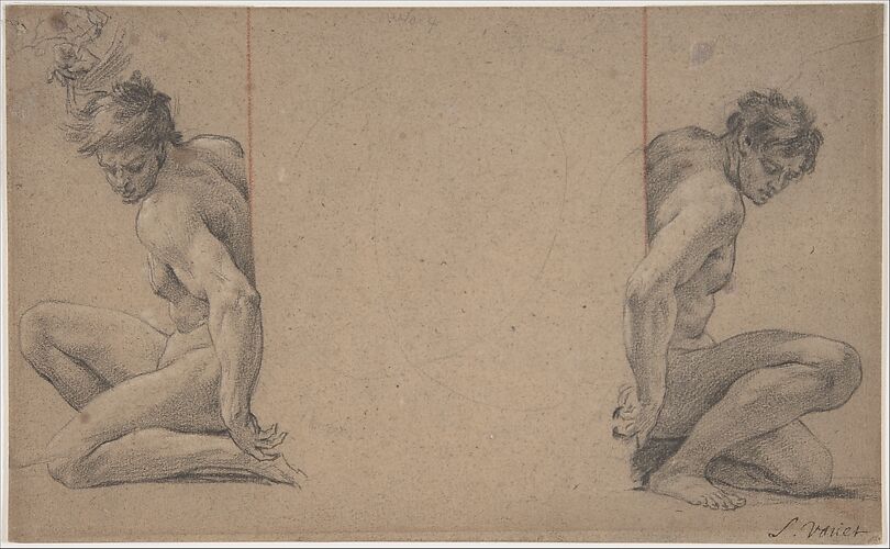 Two Crouching Nude Male Figures