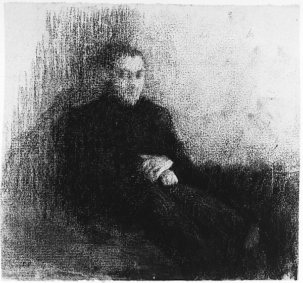 Seated Male Figure with Folded Hands, Edouard Vuillard (French, Cuiseaux 1868–1940 La Baule), Black chalk