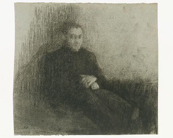 Seated Male Figure with Folded Hands, Edouard Vuillard (French, Cuiseaux 1868–1940 La Baule), Black chalk