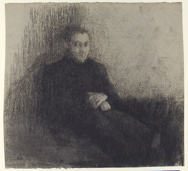 Seated Male Figure with Folded Hands, Edouard Vuillard (French, Cuiseaux 1868–1940 La Baule), Black chalk