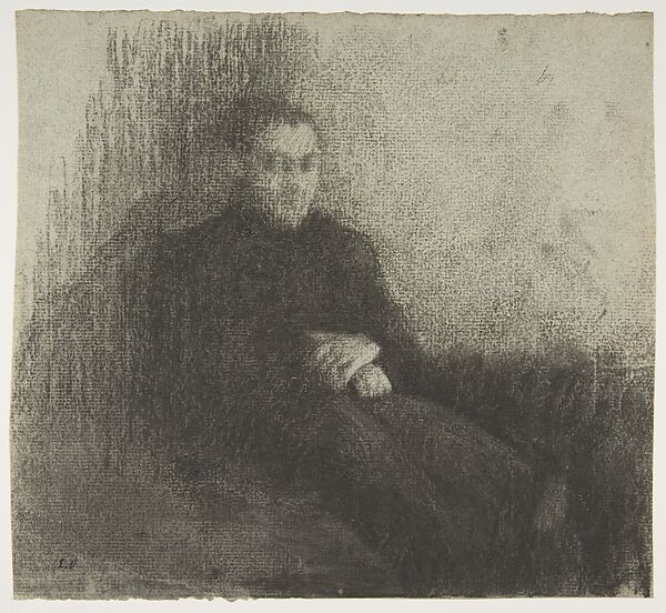 Seated Male Figure with Folded Hands, Edouard Vuillard (French, Cuiseaux 1868–1940 La Baule), Black chalk 