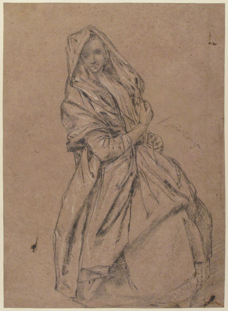 Study of a Seated Woman, Pietro Longhi (Pietro Falca) (Italian, Venice 1701–1785 Venice), Black chalk stumped, highlighted with white chalk