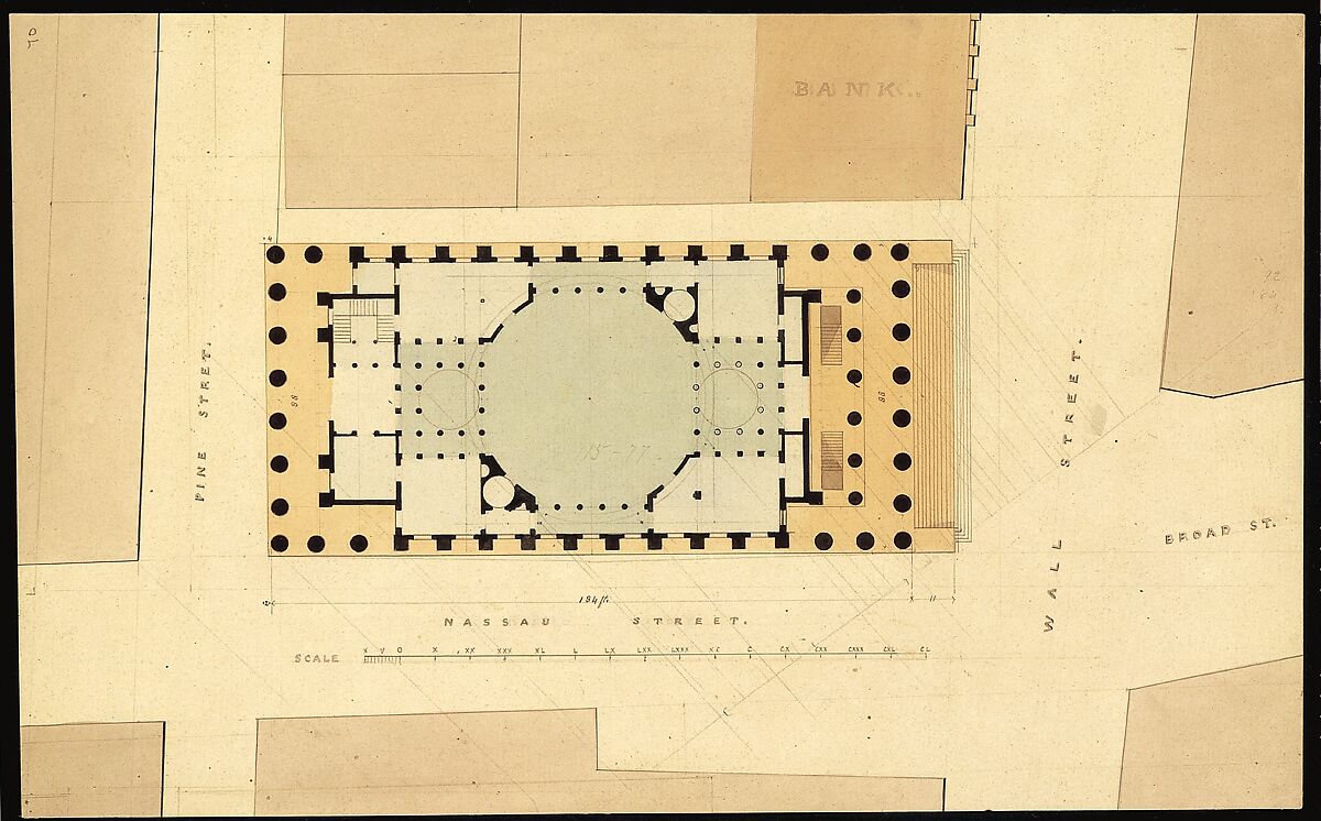 Plan of U. S. Custom House, Ithiel Town (American, Thompson, Connecticut  1784–1844 New Haven, Connecticut) 