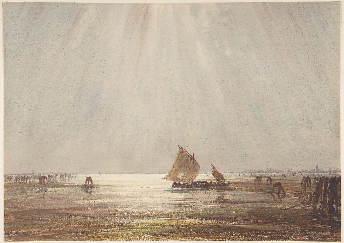 Venetian fishing boat, Félix-François-Georges-Philibert Ziem (French, Beaune 1821–1911 Paris), Watercolor 