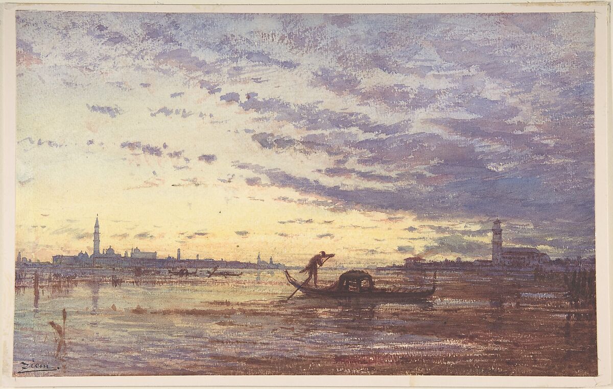 Venice, Félix-François-Georges-Philibert Ziem (French, Beaune 1821–1911 Paris), Watercolor 
