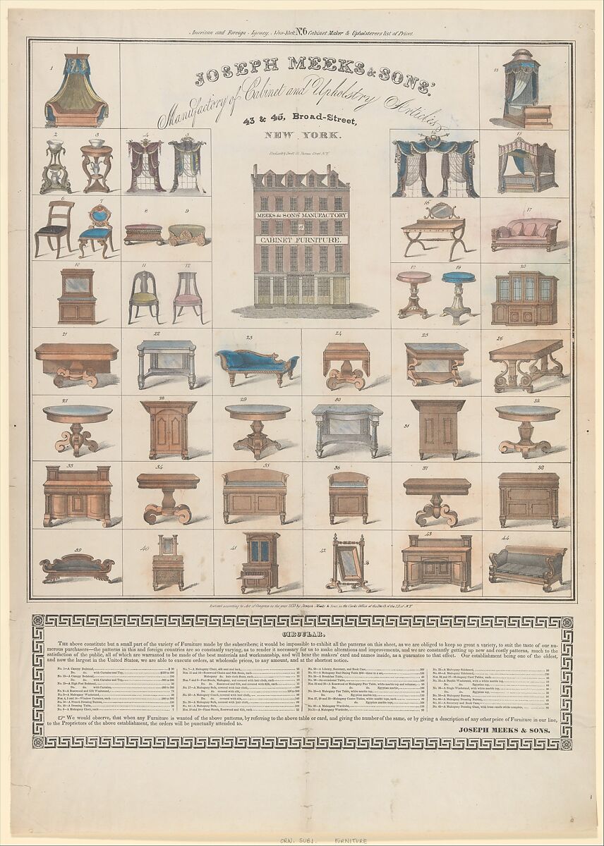 Broadside, Joseph Meeks &amp; Sons (American, New York, 1829–35), Hand-colored lithograph 