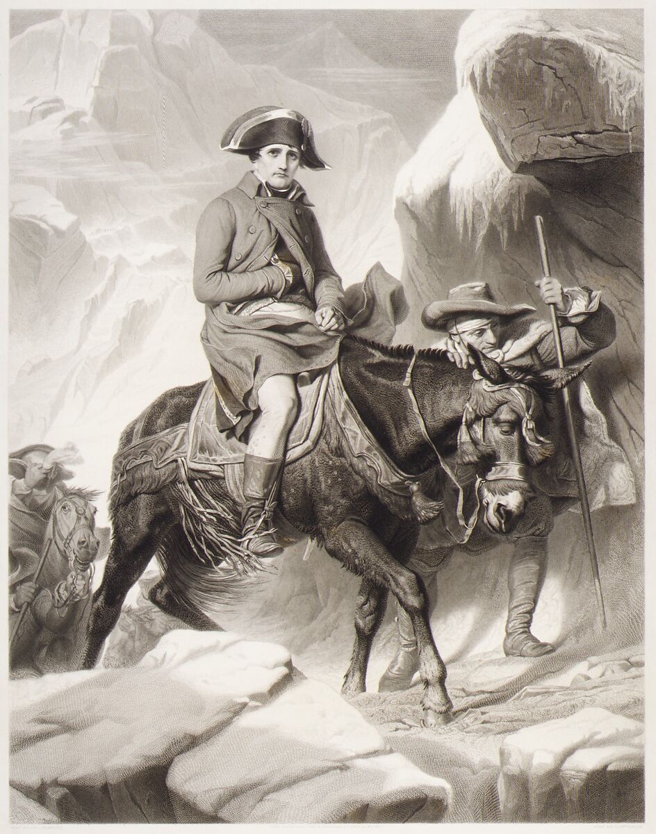 Napoleon Crossing the Alps, Alphonse François (French, Paris 1814–1888 Paris), Engraving; proof before letters 