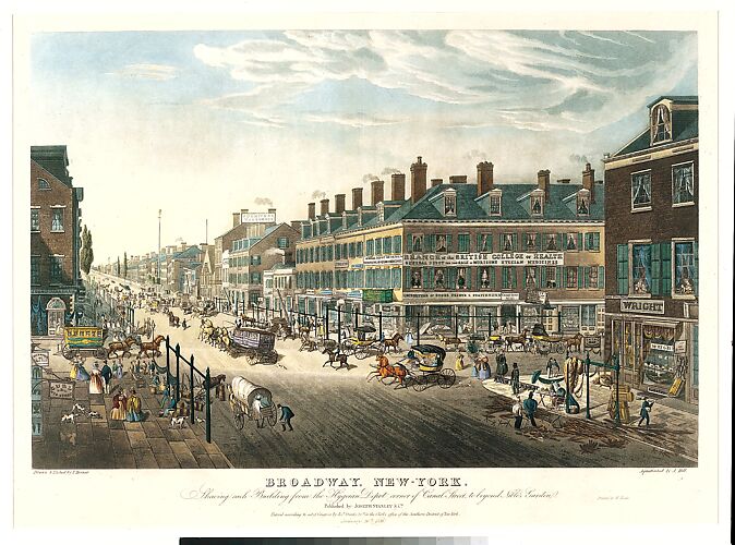 Broadway, New-York. Shewing [sic] Each Building from the Hygeian Depot Corner of Canal Street to beyond Niblo's Garden