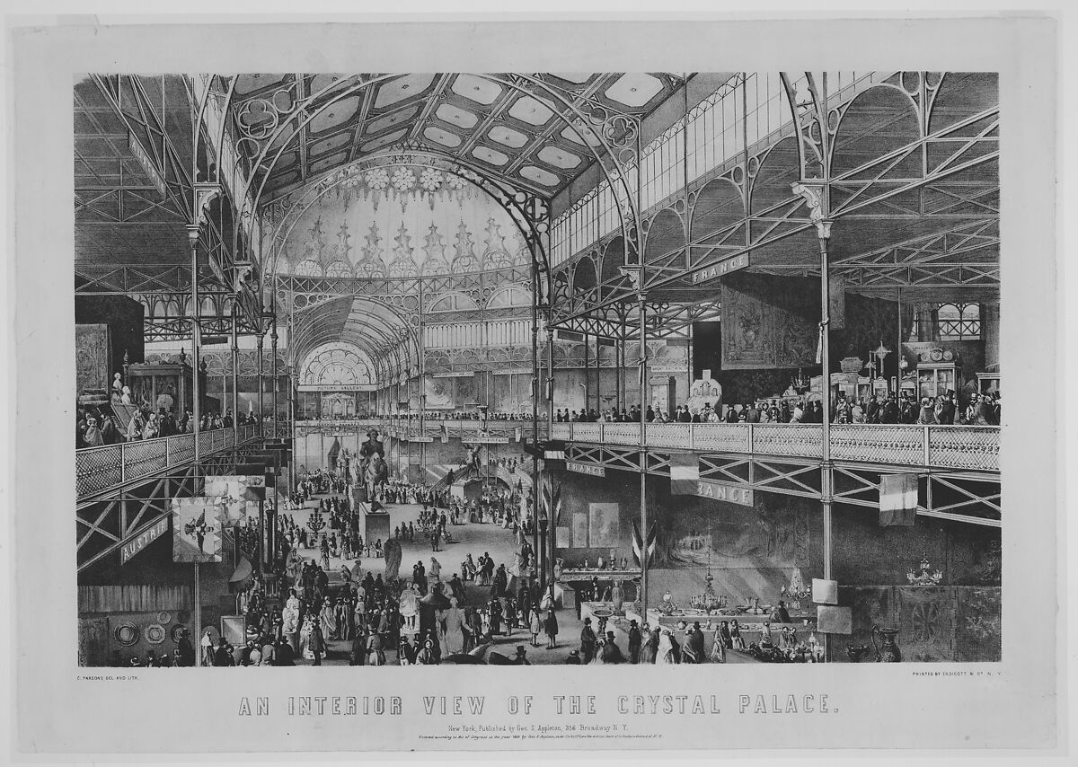 An Interior View of the New York Crystal Palace, Drawn and lithographed by Charles Parsons (American (born England), Hampshire 1821–1910 New York), Color lithograph