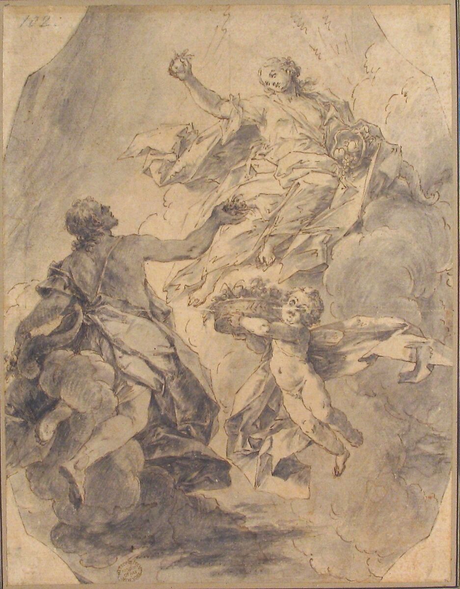 Allegory of Abundance, Anonymous, French, 17th century, Pen and brown ink, brush and gray wash.
