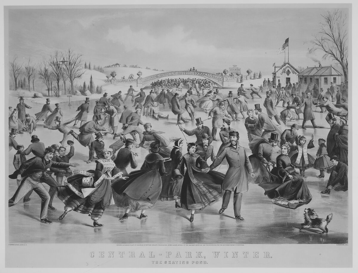 Central Park, Winter – The Skating Pond, After a painting by Charles Parsons (American (born England), Hampshire 1821–1910 New York), Hand-colored lithograph