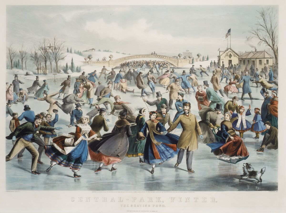 Central Park, Winter – The Skating Pond, After a painting by Charles Parsons (American (born England), Hampshire 1821–1910 New York), Hand-colored lithograph