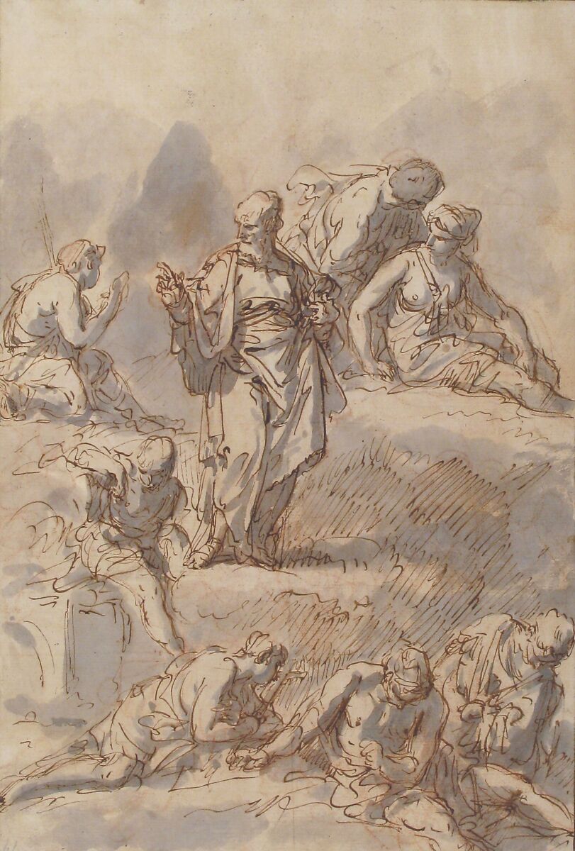 Figure Studies, Sebastiano Ricci (Italian, Belluno 1659–1734 Venice), Pen and brown ink, brush and gray wash, over red and a little black chalk