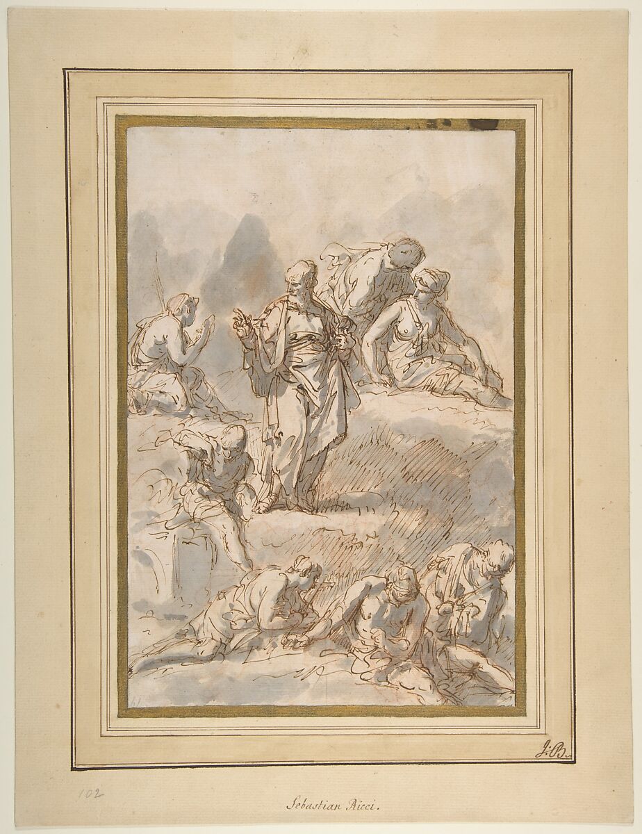 Figure Studies, Sebastiano Ricci (Italian, Belluno 1659–1734 Venice), Pen and brown ink, brush and gray wash, over red and a little black chalk 
