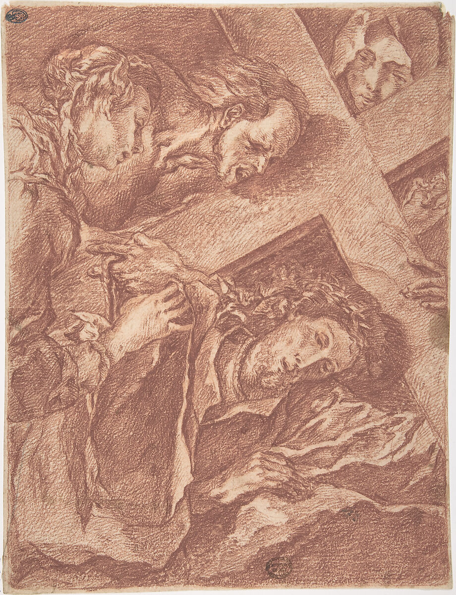 Christ Carrying the Cross, Anonymous, French, 18th century, Red chalk 