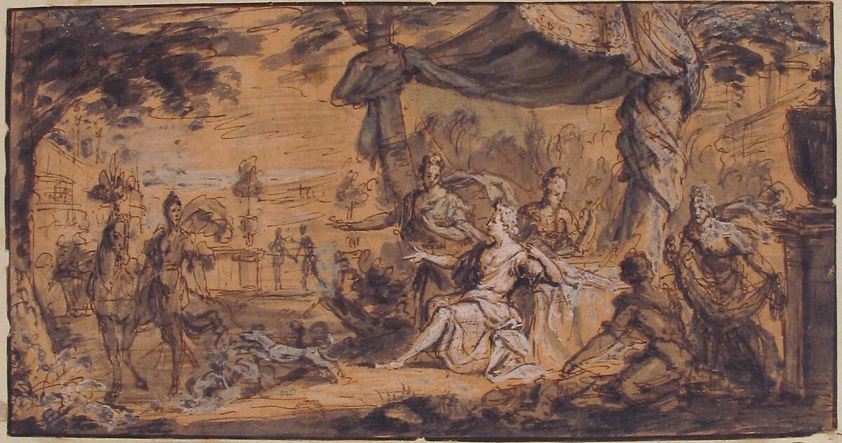 Alexander and Bucephalus, Anonymous, French, 17th century, Pen and brown ink, Chinese white, brush and black wash