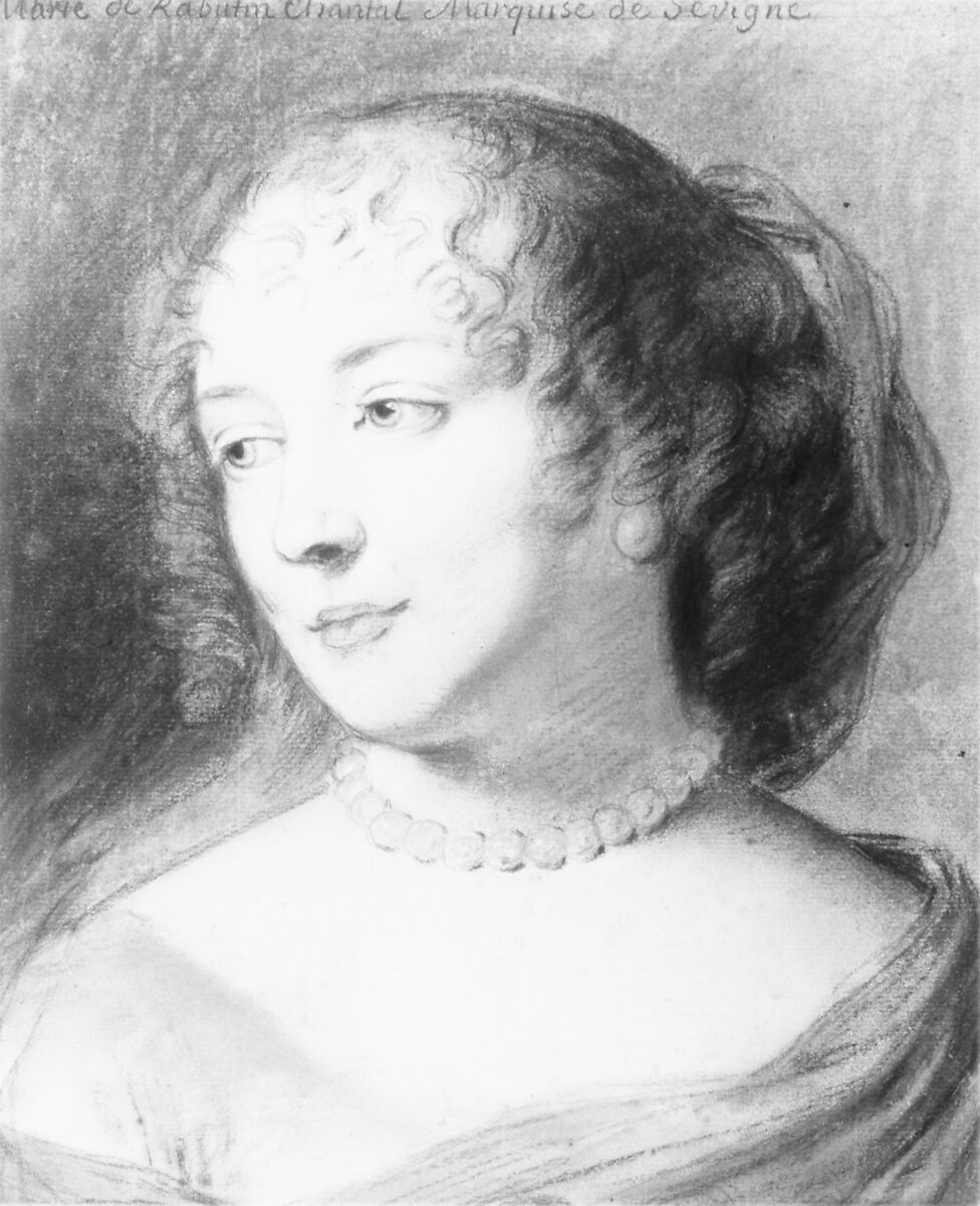 Portrait of Marie de Rabutin-Chantal, Marquise de Sévigné, After Claude Lefèbvre (French, Fontainebleau 1632–1675 Paris), Black chalk and colored chalks