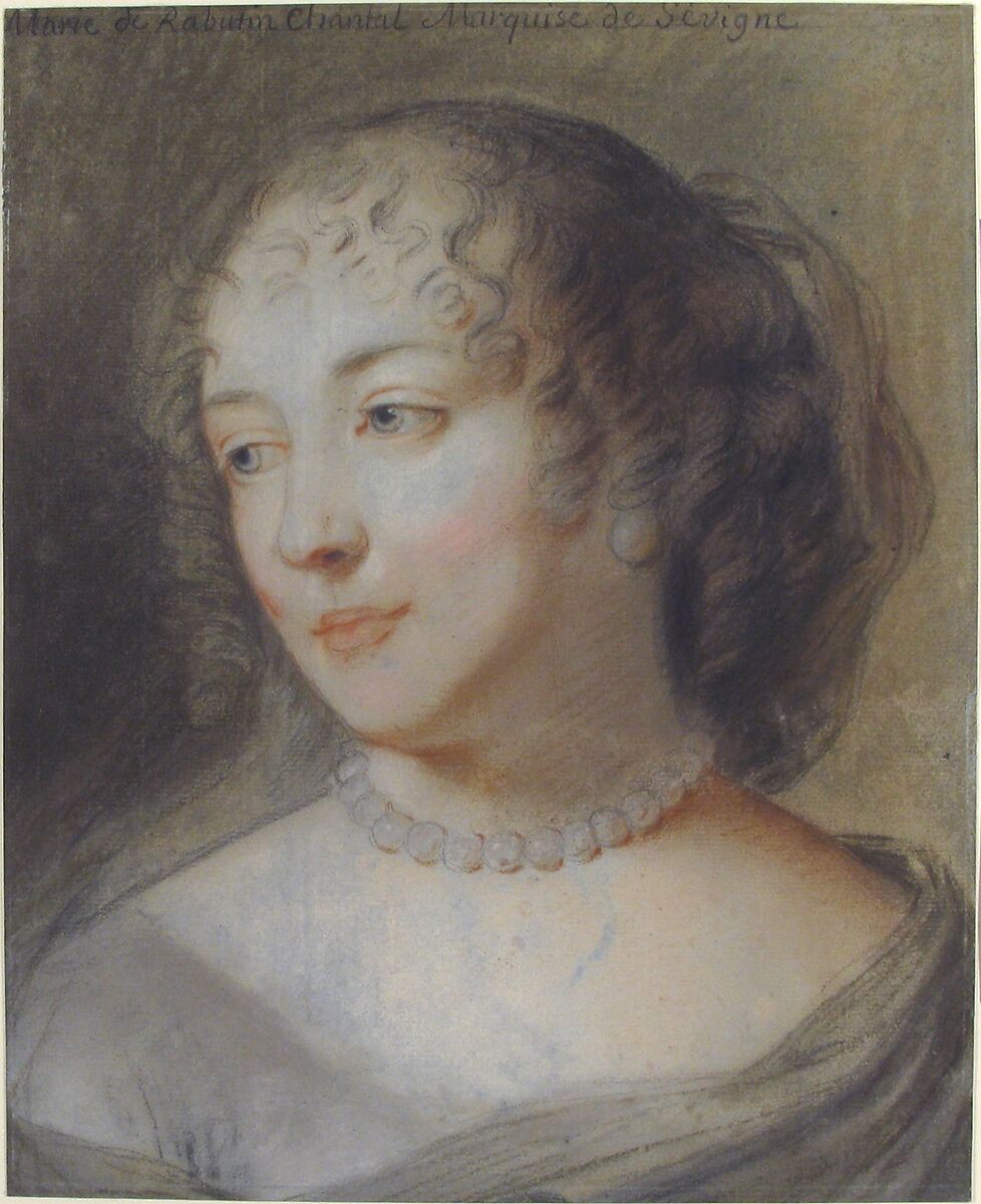 Portrait of Marie de Rabutin-Chantal, Marquise de Sévigné, After Claude Lefèbvre (French, Fontainebleau 1632–1675 Paris), Black chalk and colored chalks