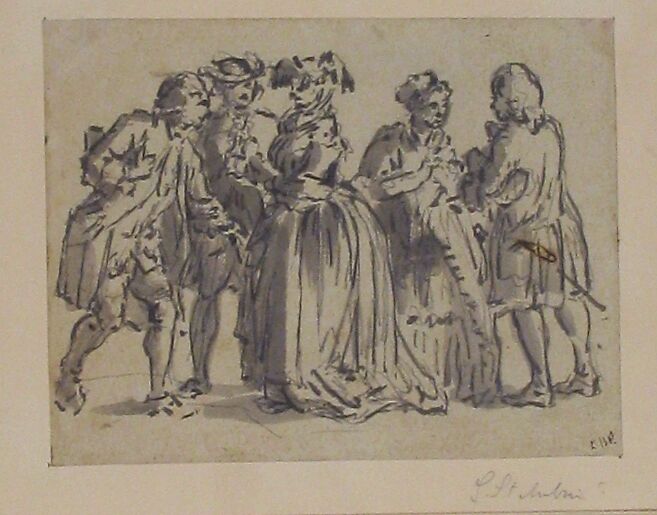 Figures, Anonymous, French, 18th century, Pen and brown ink, brush and brown wash
