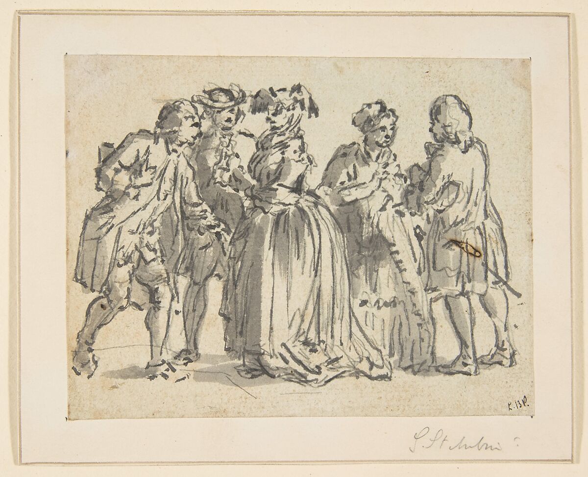 Figures, Anonymous, French, 18th century, Pen and brown ink, brush and brown wash 