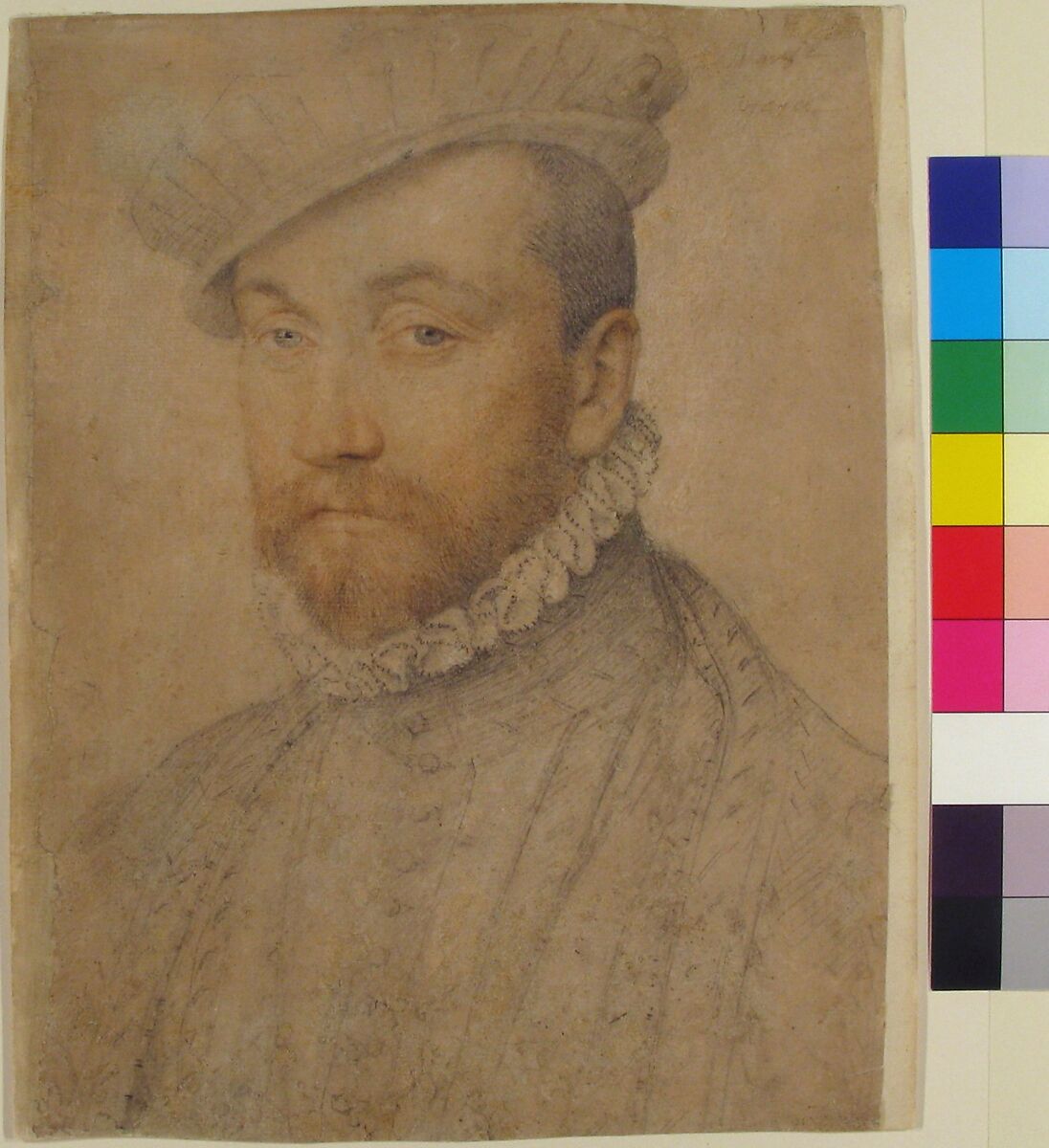 Portrait of a Man, Studio of François Clouet (French, Tours (?), active by 1536–died 1572 Paris), Black and red chalk, heightened with white