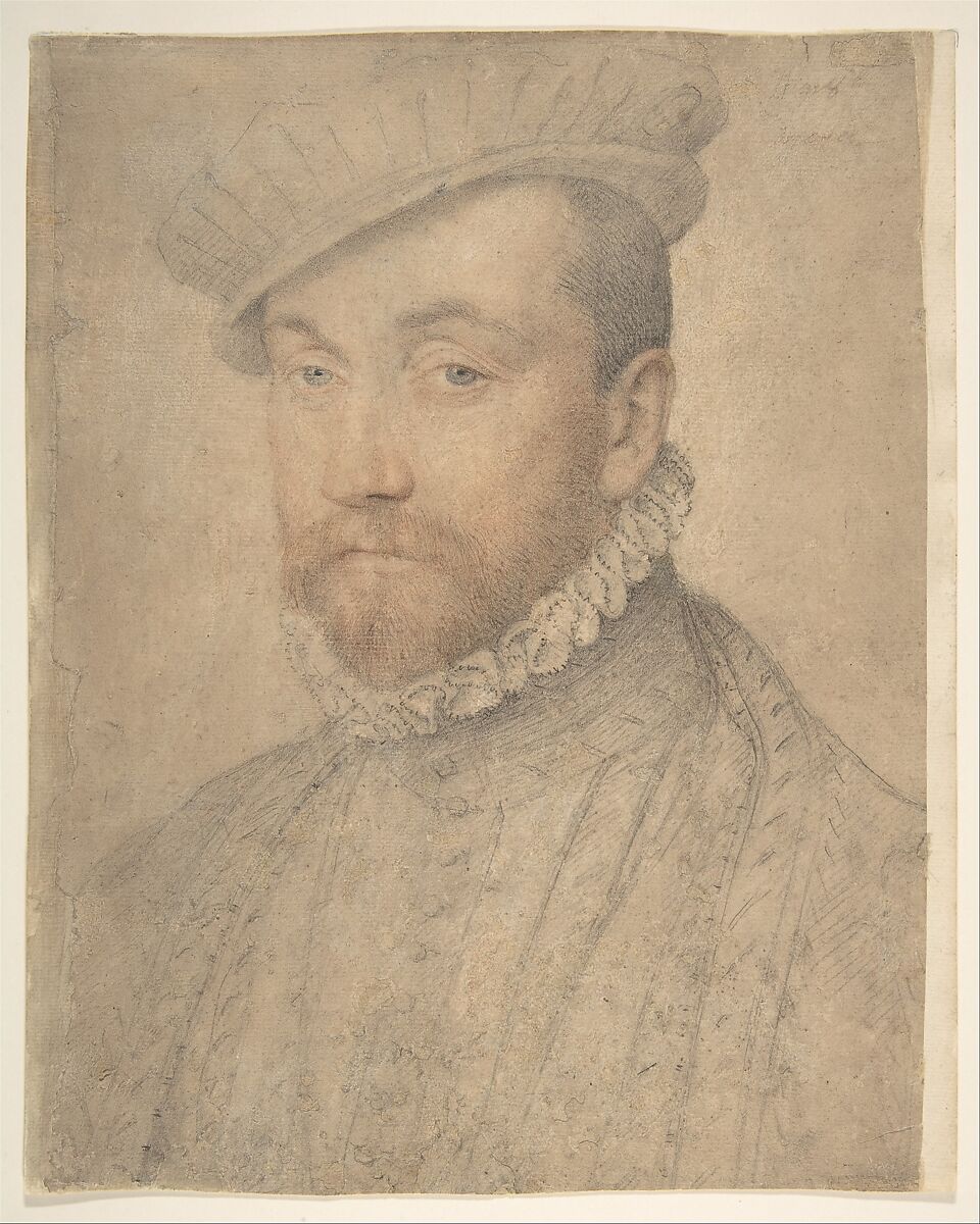 Portrait of a Man, Studio of François Clouet (French, Tours (?), active by 1536–died 1572 Paris), Black and red chalk, heightened with white 