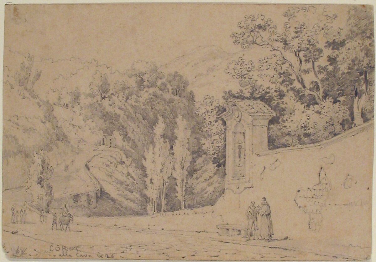 Italian Landscape, Anonymous, French, 19th century, Graphite