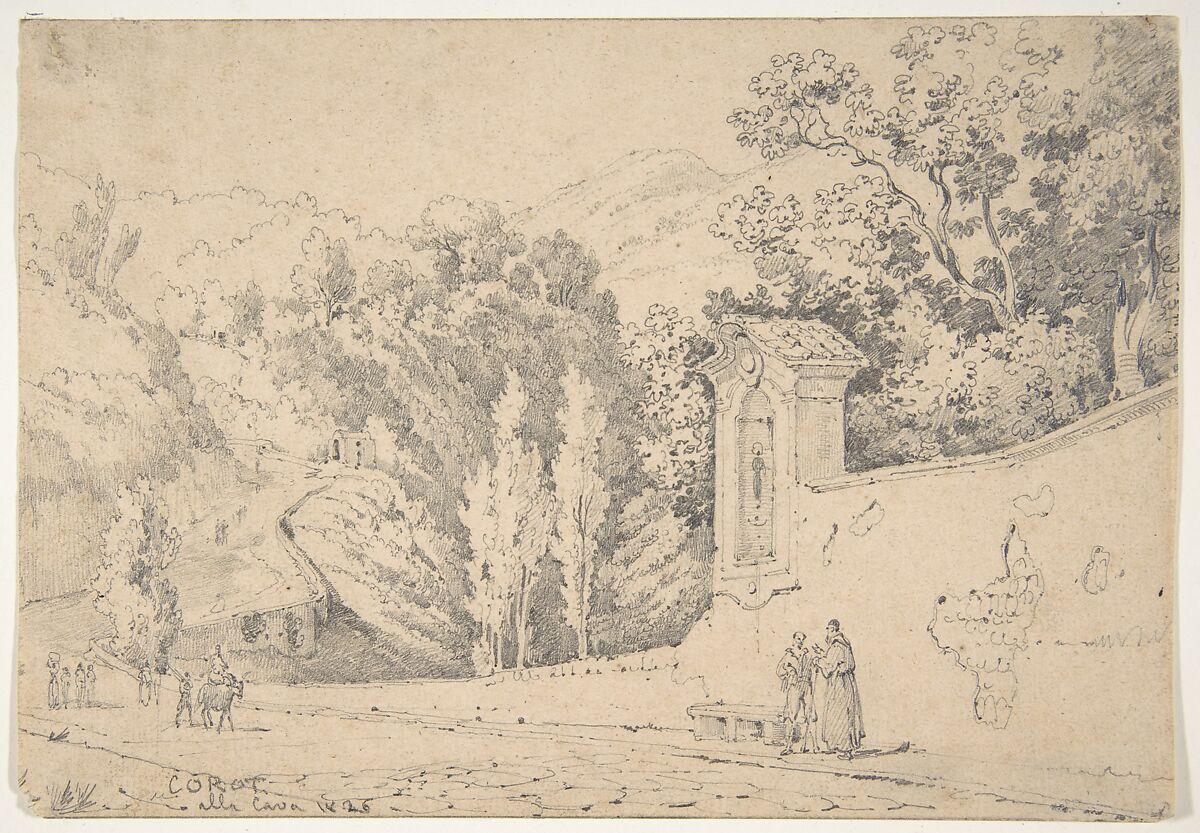 Italian Landscape, Anonymous, French, 19th century, Graphite 