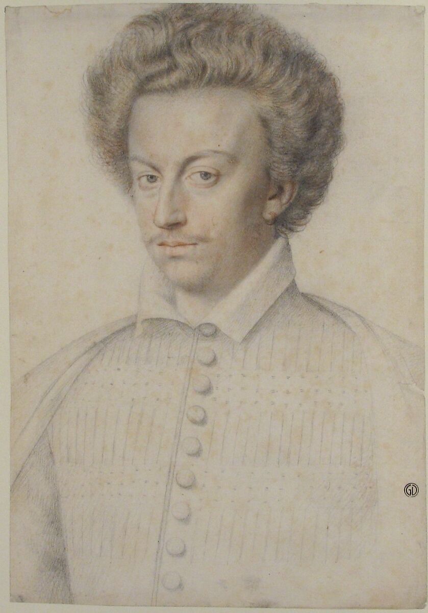 Portrait of a Man (Louis de Lorraine?, 1555–1588), Anonymous, French, 16th century, Black and red chalk, heightened with white