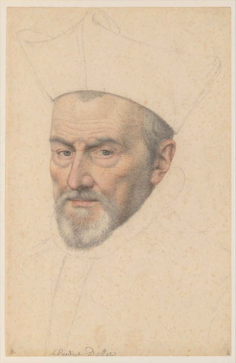 Portrait of cardinal d'Ossat, Daniel Dumonstier (French, Paris 1574–1646 Paris), Charcoal, stumped, black and red chalk