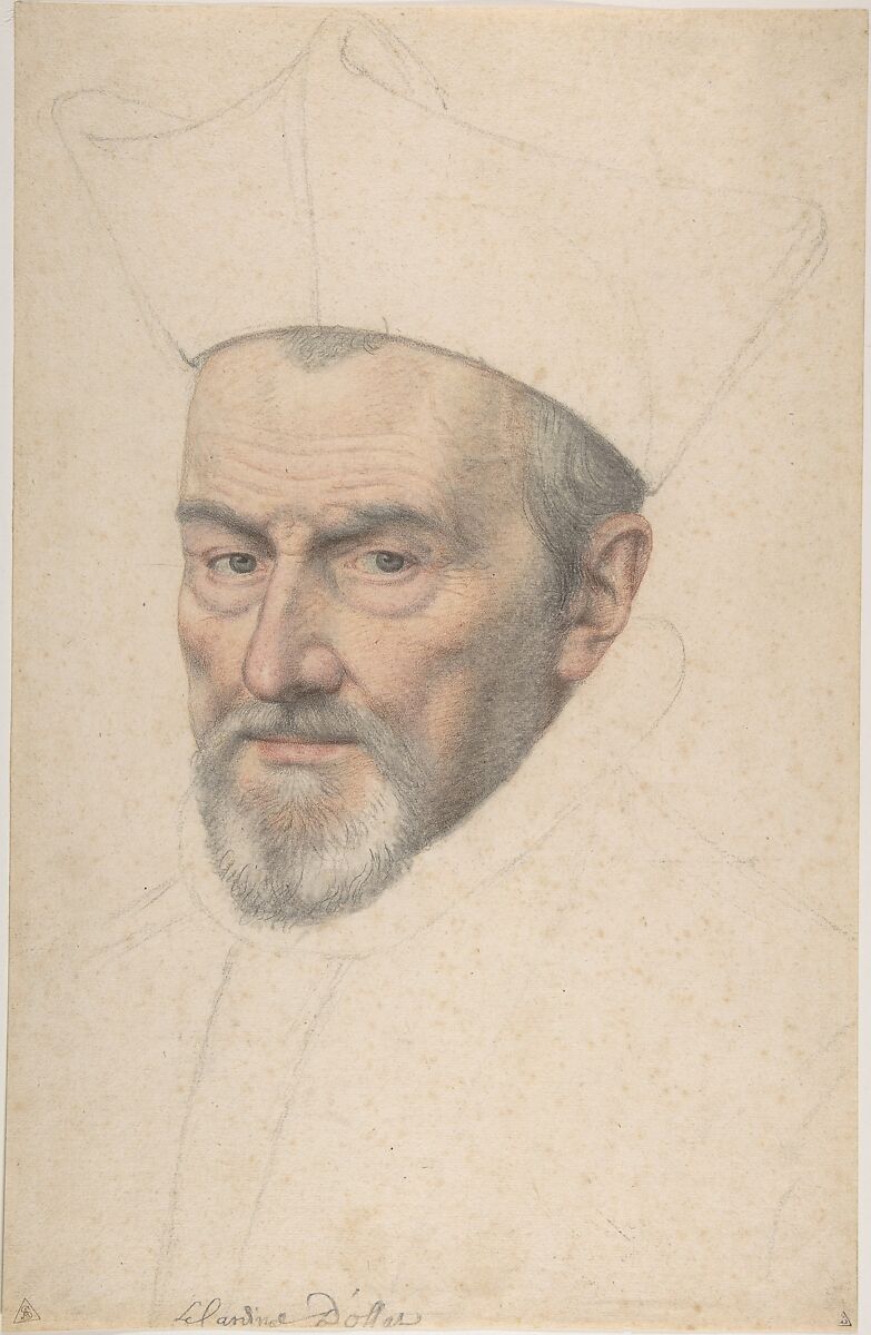 Portrait of cardinal d'Ossat, Daniel Dumonstier (French, Paris 1574–1646 Paris), Charcoal, stumped, black and red chalk 