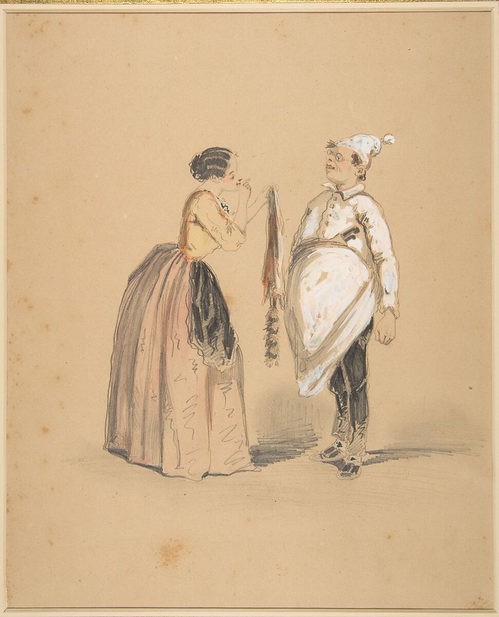 A Lady and Her Cook, Anonymous, French, 19th century, Graphite, watercolor, and gouache 