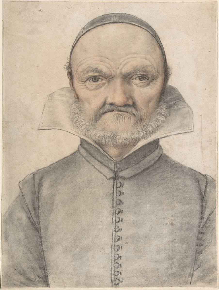 Portrait of a Man, Anonymous, French, 16th century, Charcoal, stumped, black and red chalk, a little black crayon 