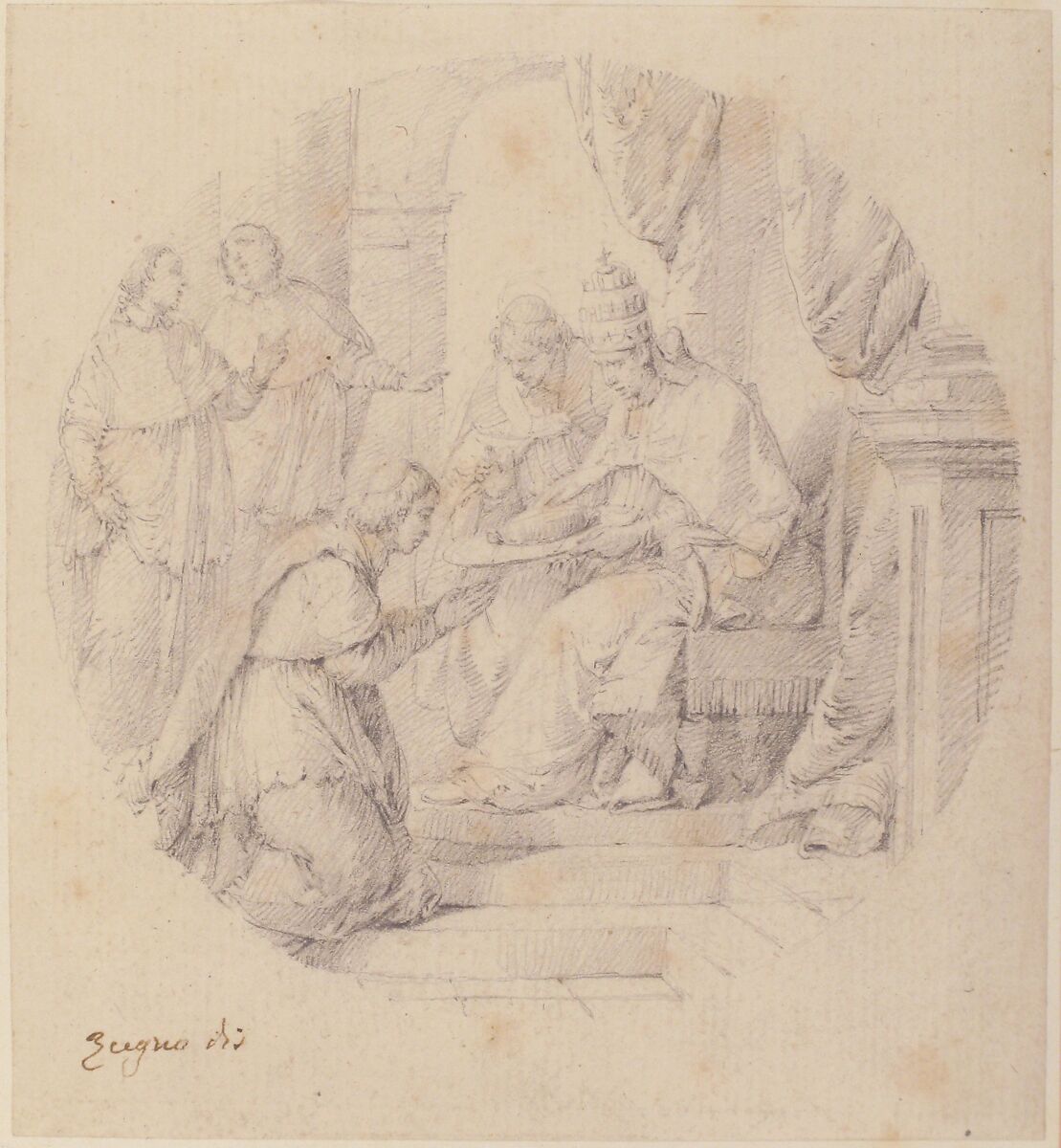 Angelo Maria Querini Created Cardinal by Benedict XIII, Francesco Zugno (Italian, Venice 1709–1787 Venice), Graphite, drawing in form of tondo