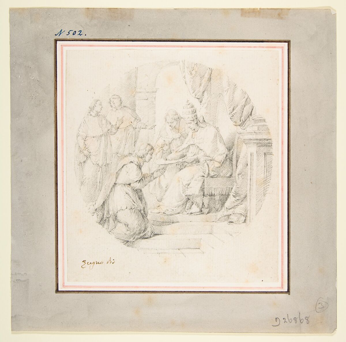 Angelo Maria Querini Created Cardinal by Benedict XIII, Francesco Zugno (Italian, Venice 1709–1787 Venice), Graphite, drawing in form of tondo