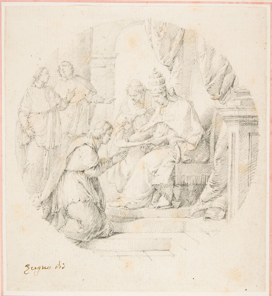 Angelo Maria Querini Created Cardinal by Benedict XIII, Francesco Zugno (Italian, Venice 1709–1787 Venice), Graphite, drawing in form of tondo 