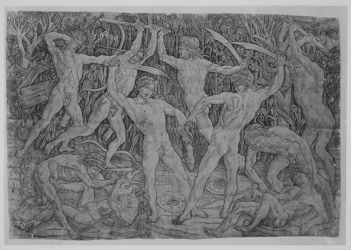 Battle of the Nude Men, Antonio Pollaiuolo (Italian, Florence ca. 1432–1498 Rome), Engraving