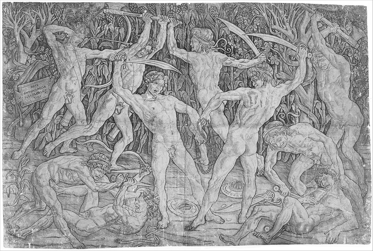 Battle of the Nude Men, Antonio Pollaiuolo (Italian, Florence ca. 1432–1498 Rome), Engraving