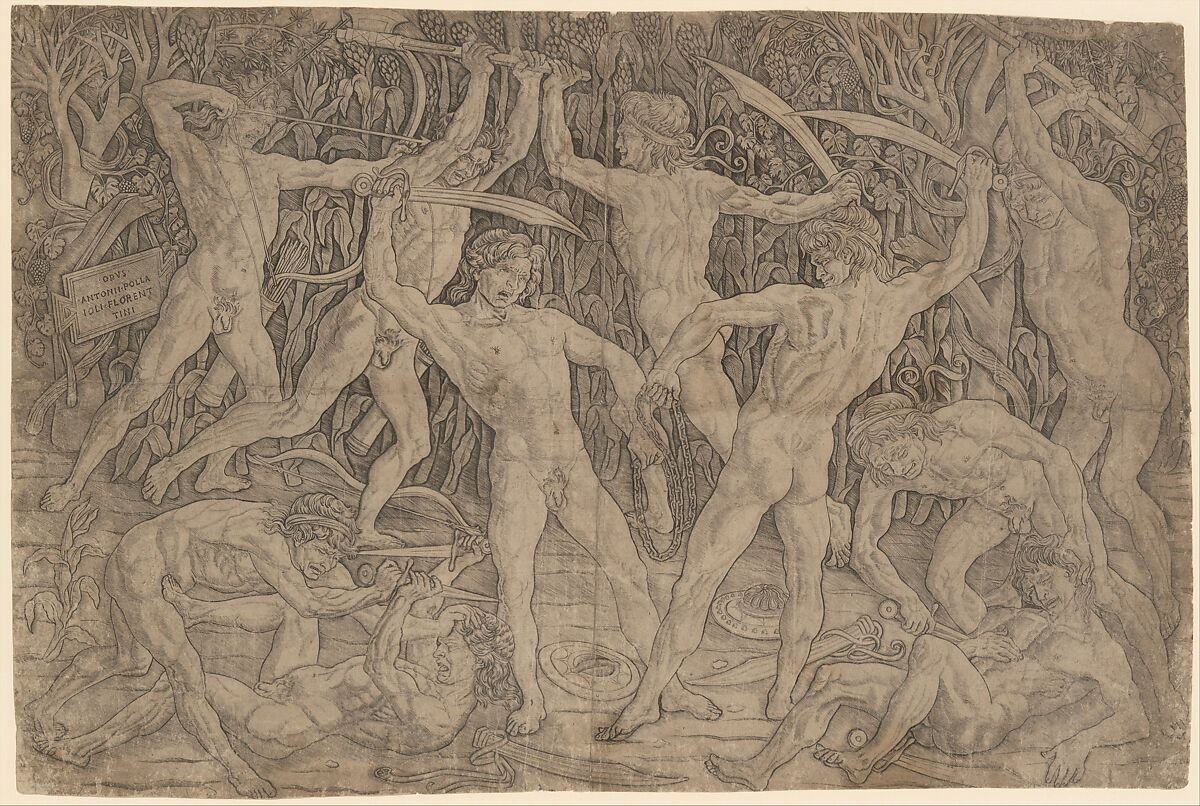 Battle of the Nude Men, Antonio Pollaiuolo  Italian, Engraving