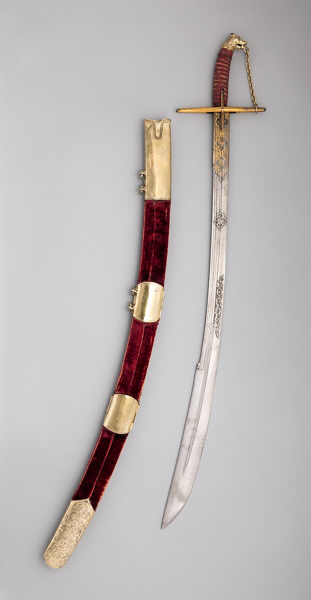 Saber with Scabbard and Carrying Belt, Stamped with what may be the mark of Georg Hoffmann (Polish, Breslau (now Wrocław, Poland), recorded 1596–1609), Steel, gold, silver, leather, wood, textile, semiprecious stones, Polish