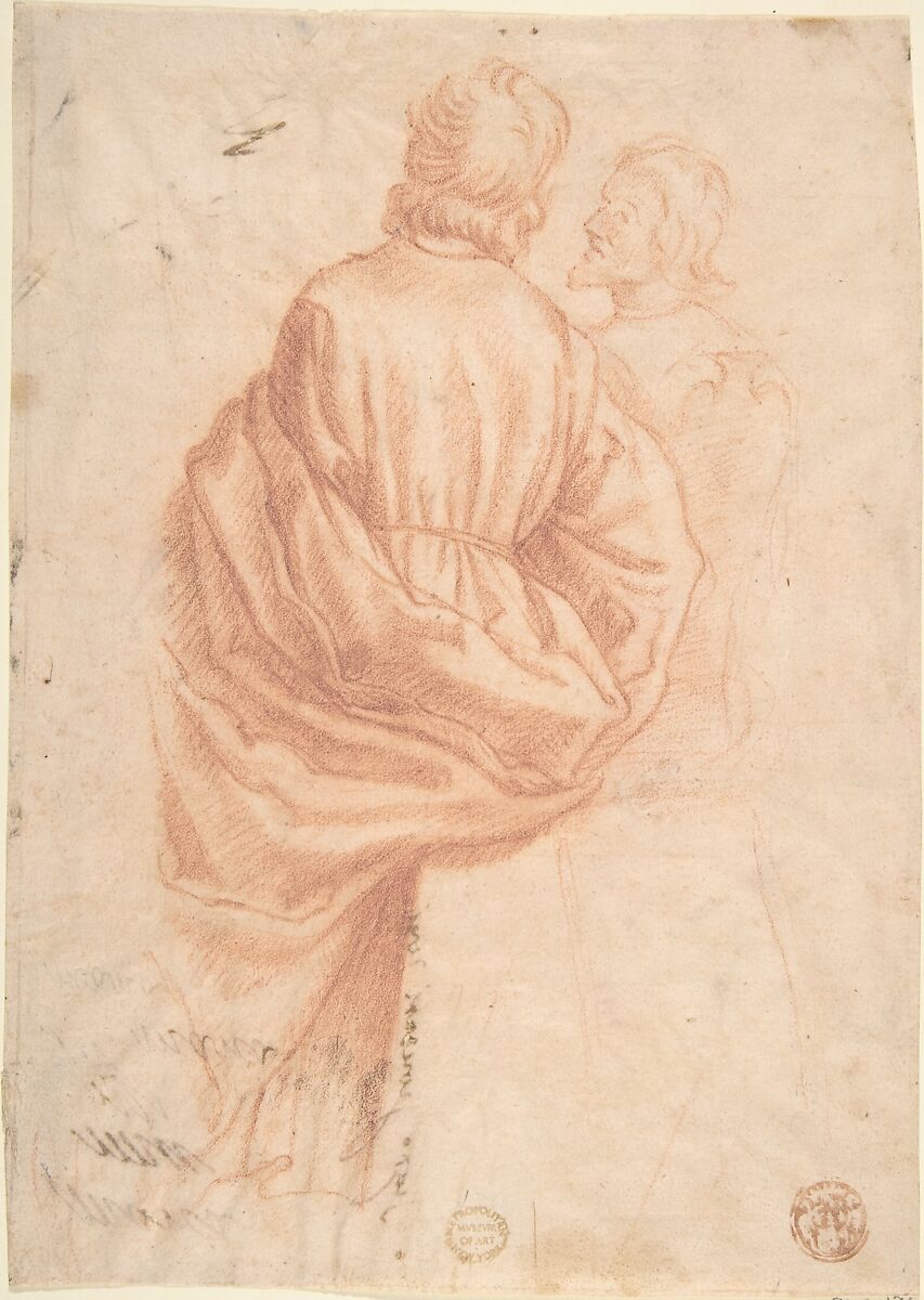 Drapery Study, Anonymous, Italian, Florentine, second half of the 16th century, Red chalk on cream paper 