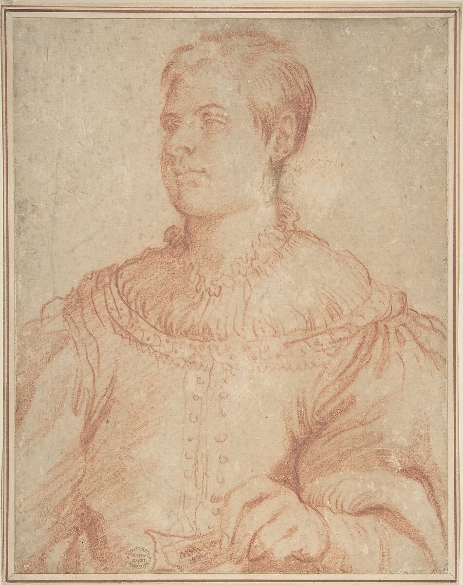 Portrait, Anonymous, Italian, Roman-Bolognese, 17th century, Red chalk on light tan paper 