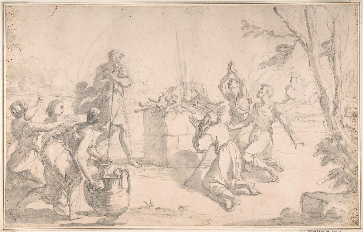 The Sacrifice of Noah, Aureliano Milani (Italian, Bologna 1675–1749 Bologna), Black chalk, brush and gray wash, on light tan paper 