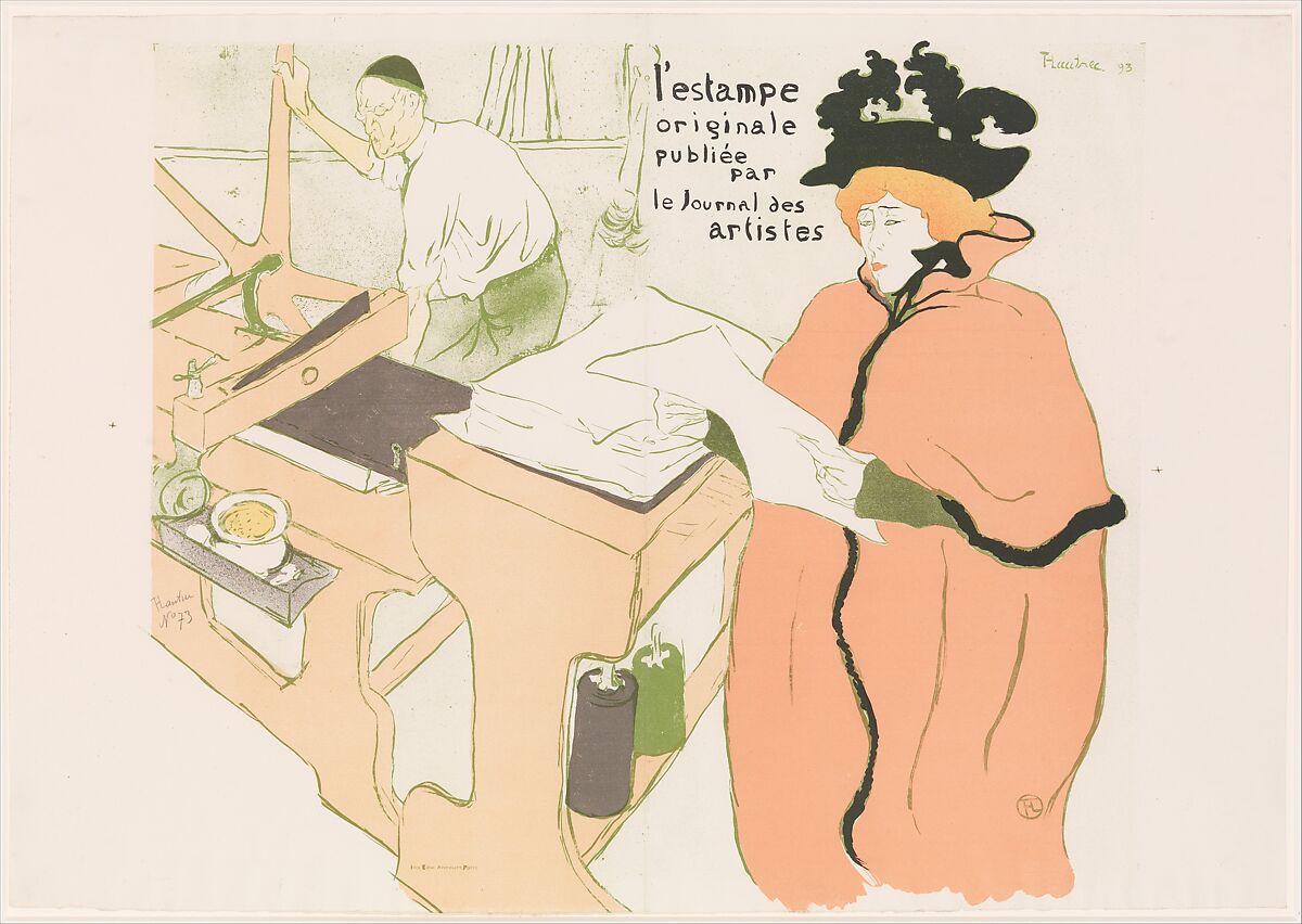 Cover for L'Estampe originale, Album I, publiée par les Journal des Artistes, Henri de Toulouse-Lautrec  French, Lithograph printed in six colors on folded wove paper; only state