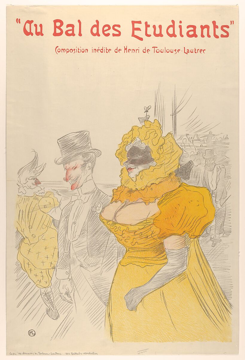 Au Bal des Etudiants, after Henri de Toulouse-Lautrec (French, Albi 1864–1901 Saint-André-du-Bois), photographic reproduction of a drawing 